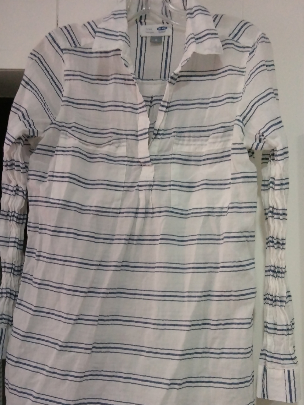 Old Navy White Tunic with Navy Stripe Detail